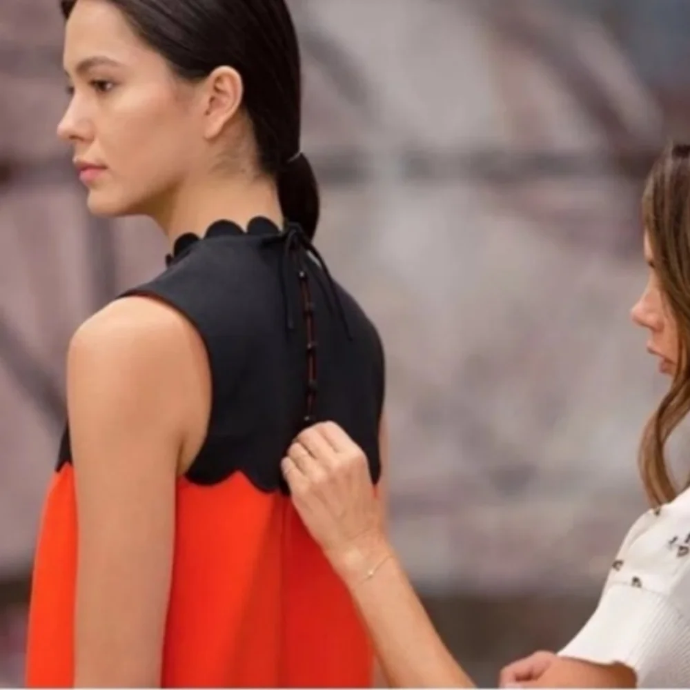 VICTORIA BECKHAM x TARGET Collaboration Drop Waist Scallop Trim Mini Dress Sz: S - Picture 3 of 16